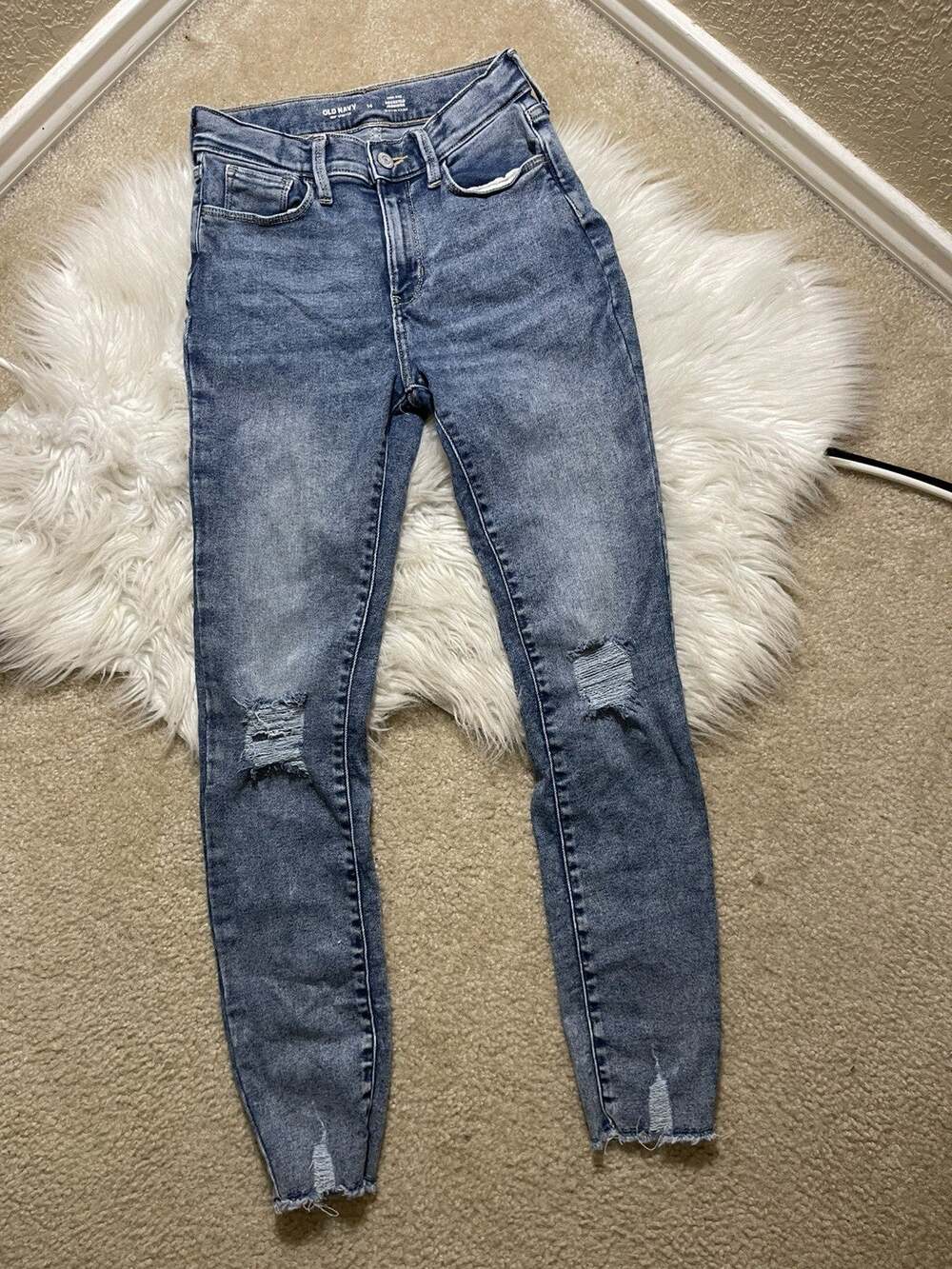 Old Navy High Rise Rockstar Jeggings Teens/Girls Size 14 360 Stretch Distressed